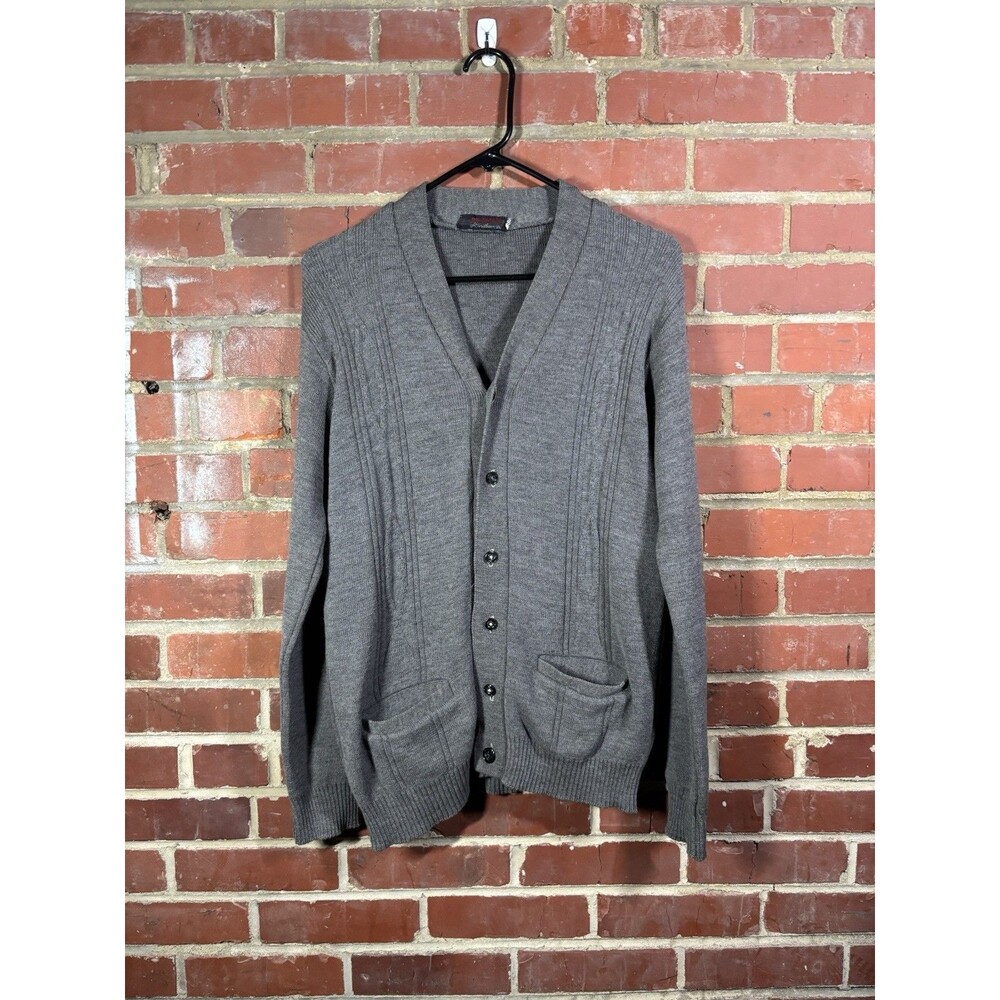 Vintage 60s Raymond's Knitwear Cardigan Button Up Gray Men's Size 38, Small